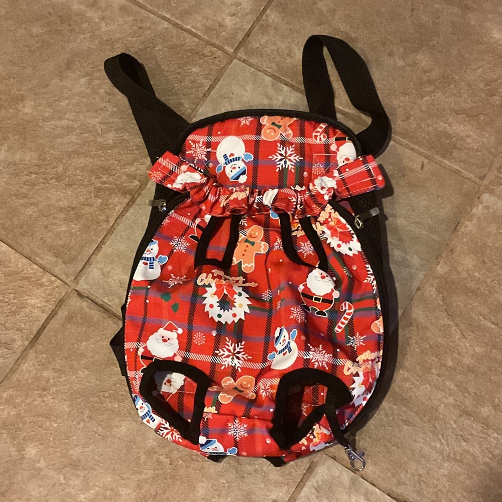 Pet Red Holiday Plaid One-Piece Harness approx 14” x 10”. For small pet